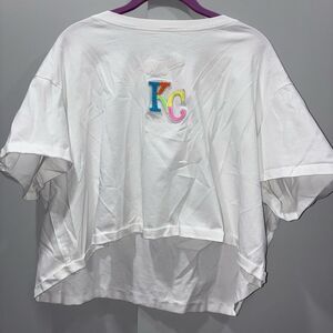 Pro Standard Kansas City Royals Cropped Tee 2XL White Pastel KC Puff Embroidery